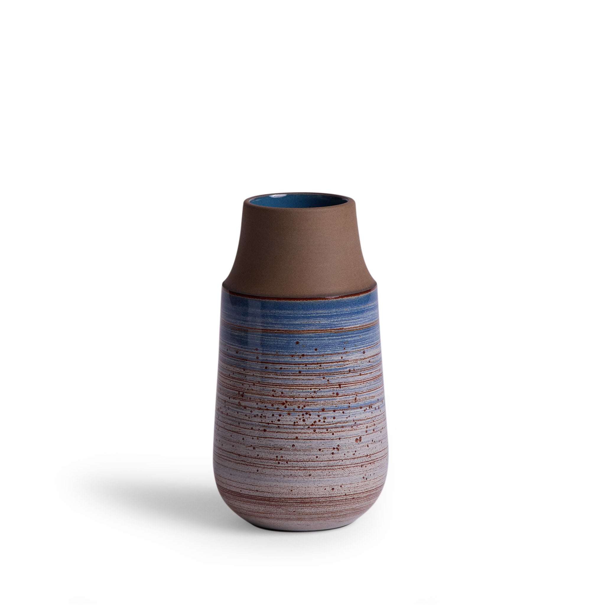 Neck Vase in Wire-Combed Opal Pacific / Buckwheat / Brick Zoom Image 1