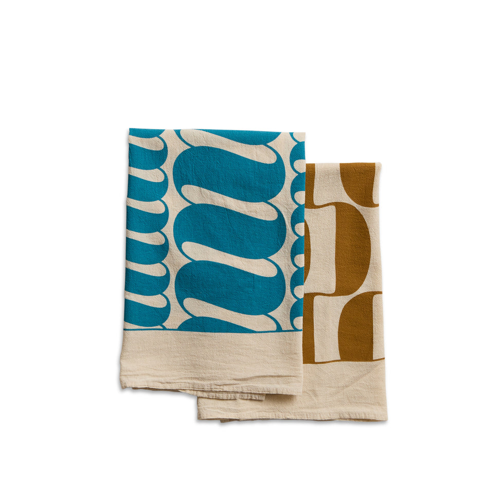 Tea Towels in Turmeric and Cerulean (Set of 2) Image 1