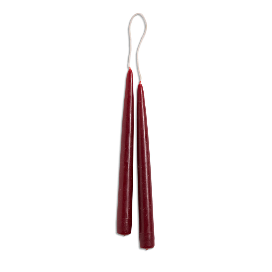 9" Taper Candle Set in Wine Red Image 1