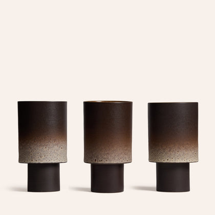 Stack Table Lamp Small in Vanilla Bean and Matte Brown