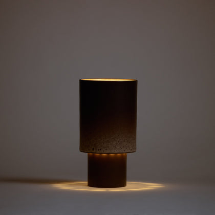 Stack Table Lamp Small in Vanilla Bean and Matte Brown