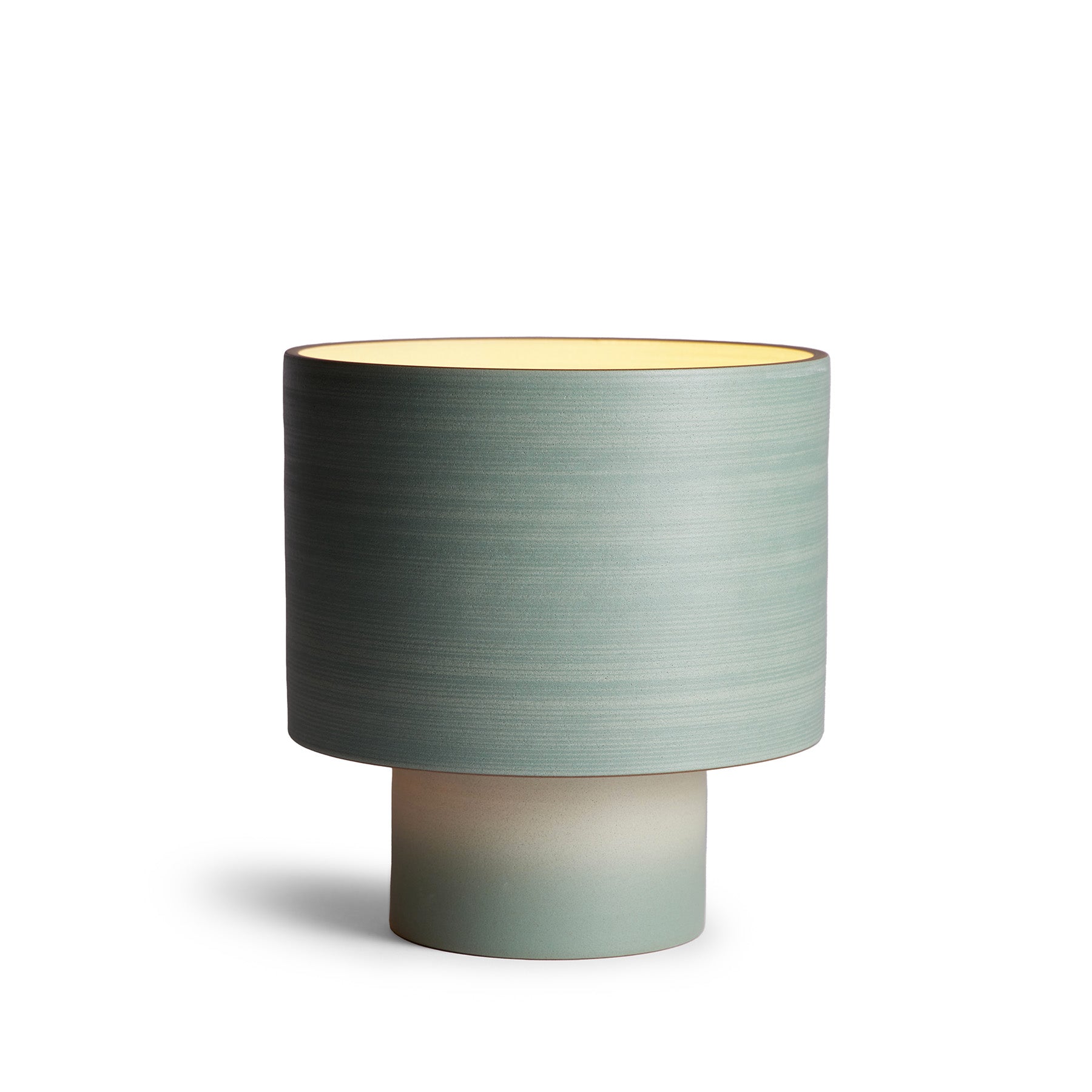 Stack Wide Table Lamp in Oat and Penny Green Zoom Image 1