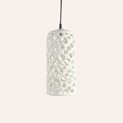 Large Cylinder Hanging Lantern in White