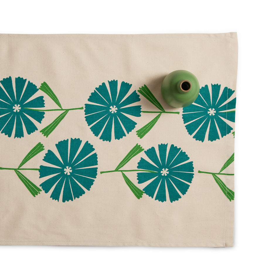 Flourish Table Runner in Teal Image 1