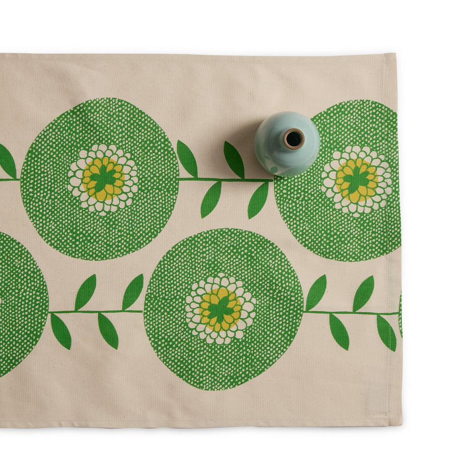 Flower Fields Table Runner in Grass Green Image 1