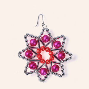 Star Ornament in Silver/Pink/Orange