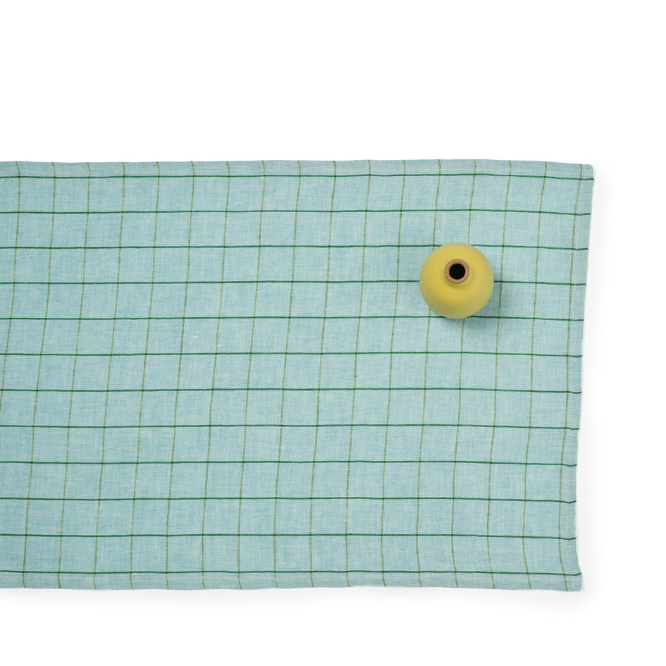 Windowpane Runner in Powder Blue and Apple Green Image 1