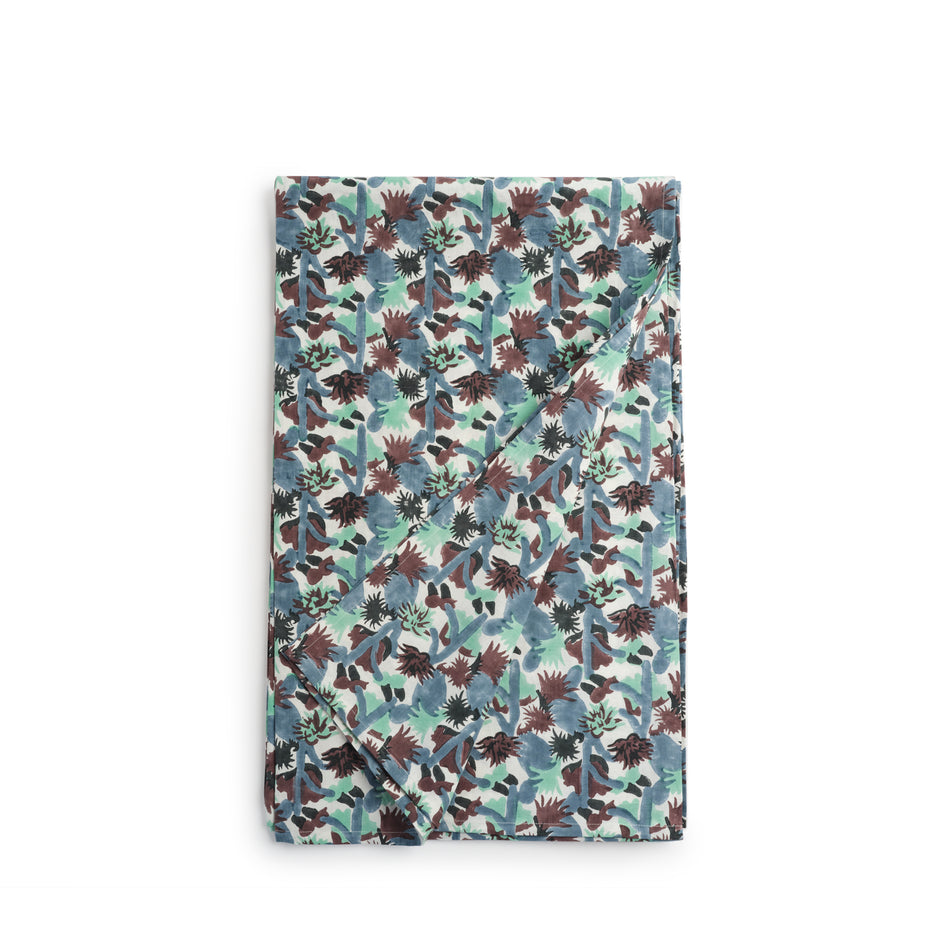 Block Print Tablecloth in Blue Image 1