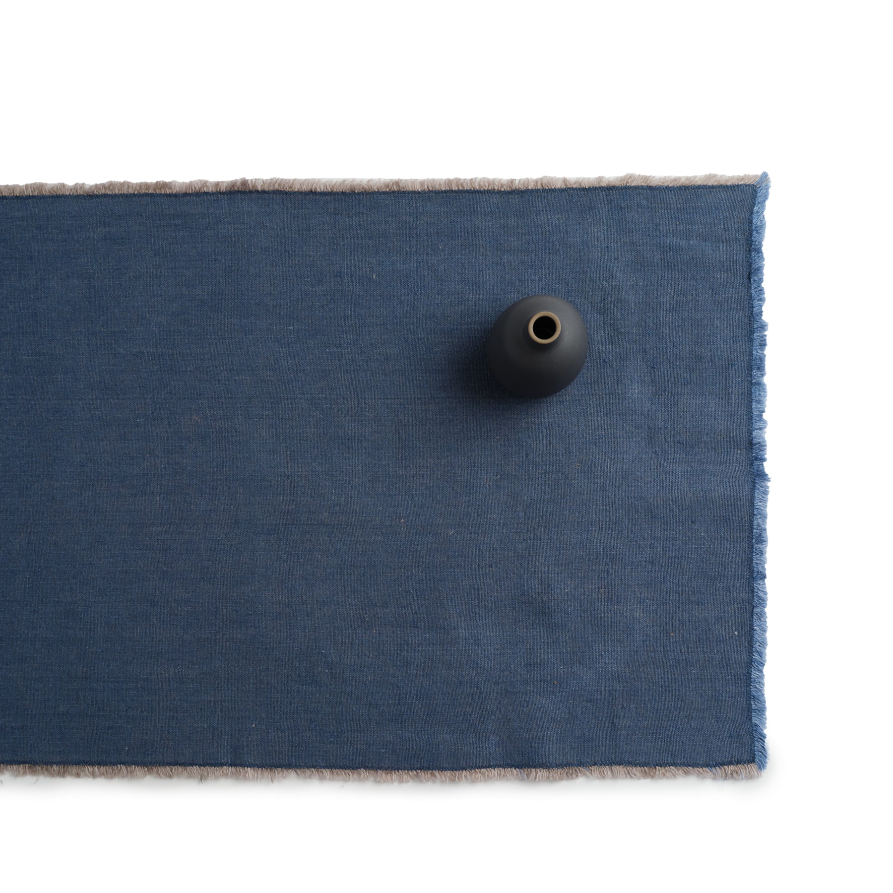 Linen Hopsack Runner in Indigo Blue Zoom Image 1