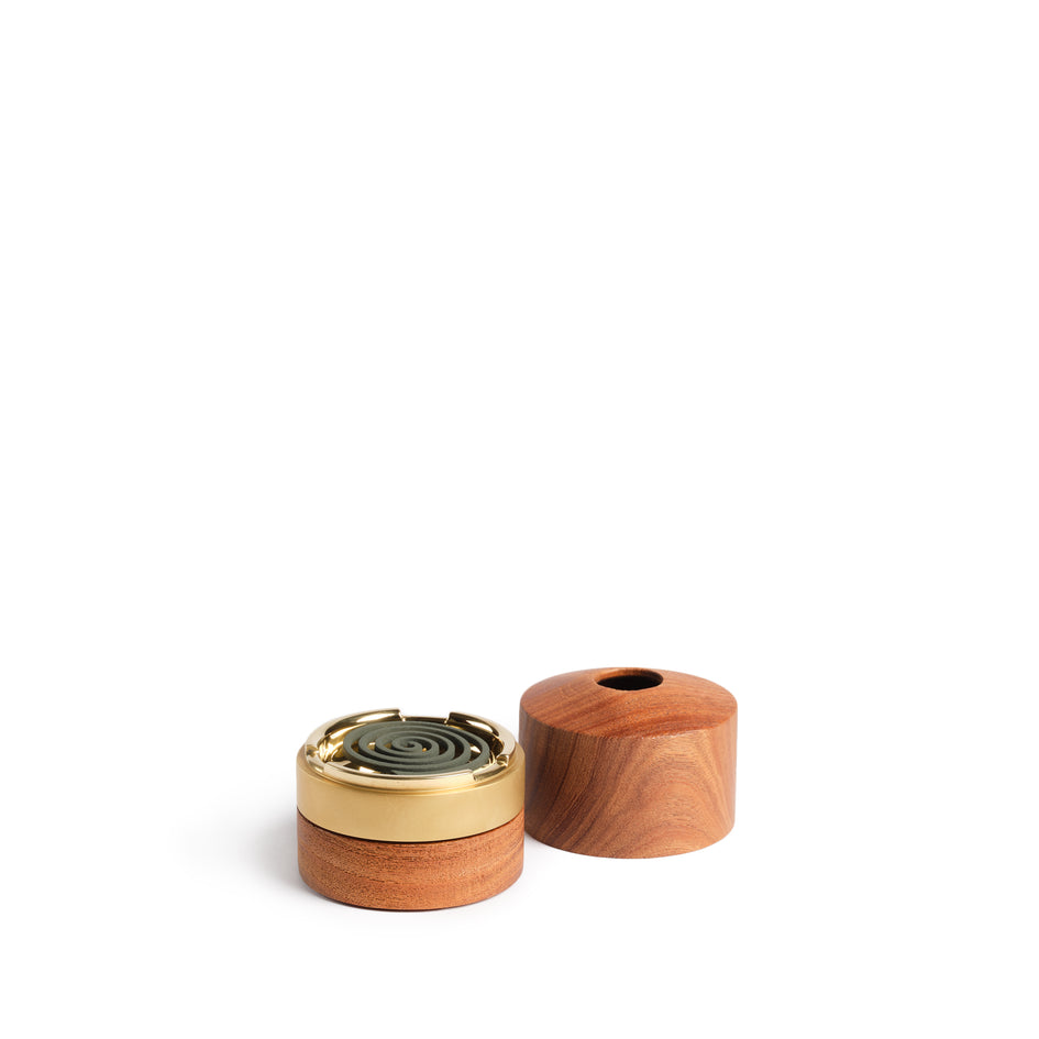 Tall Cylinder Burner in Wood/Satin Brass Image 2