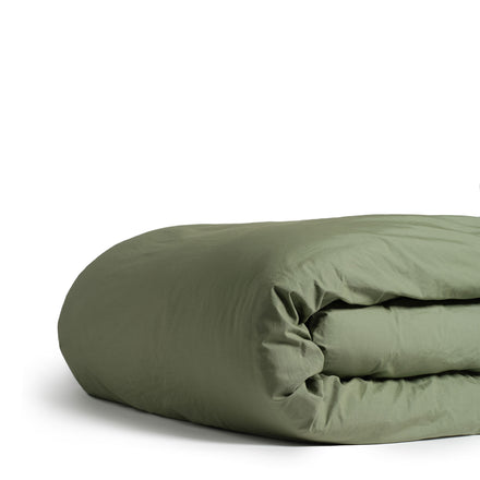 Percale Cotton Duvet Cover in Olive Buff