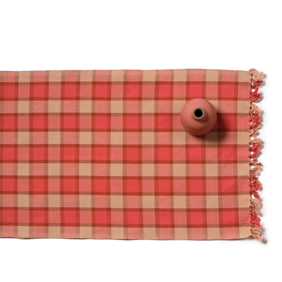 Court Plaid Table Runner in Melon Image 1