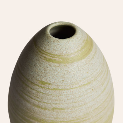 Robin Egg Vase in Soapstone and Pesto