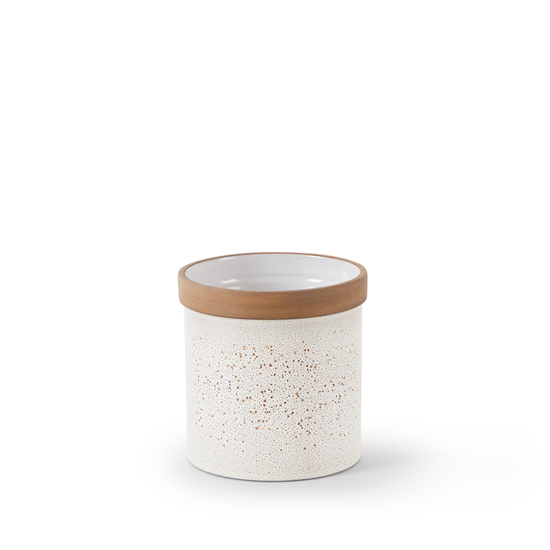 Utensil Crock in Opaque White and Matte Brown Zoom Image 1