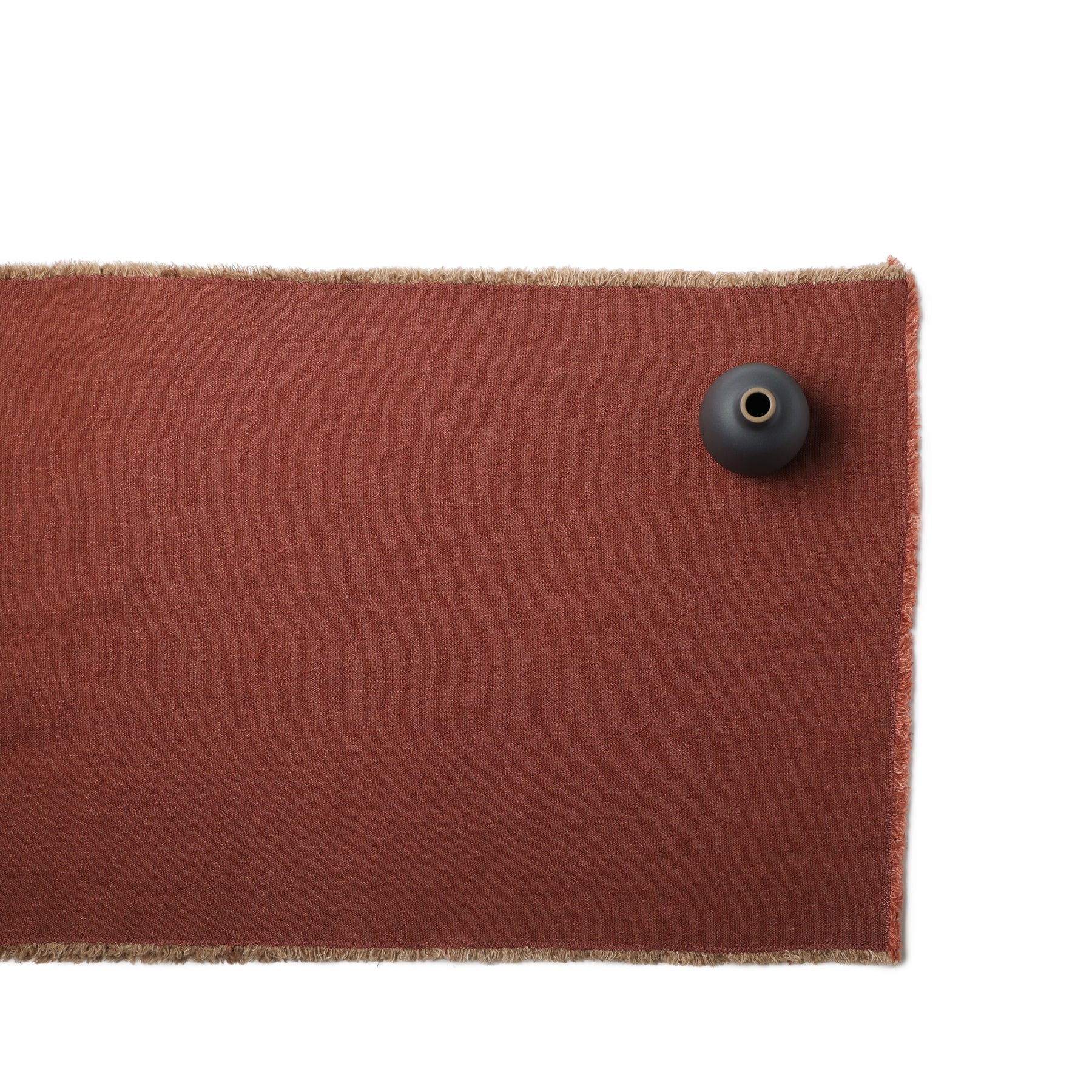Linen Hopsack Runner in Mattone Red Zoom Image 1