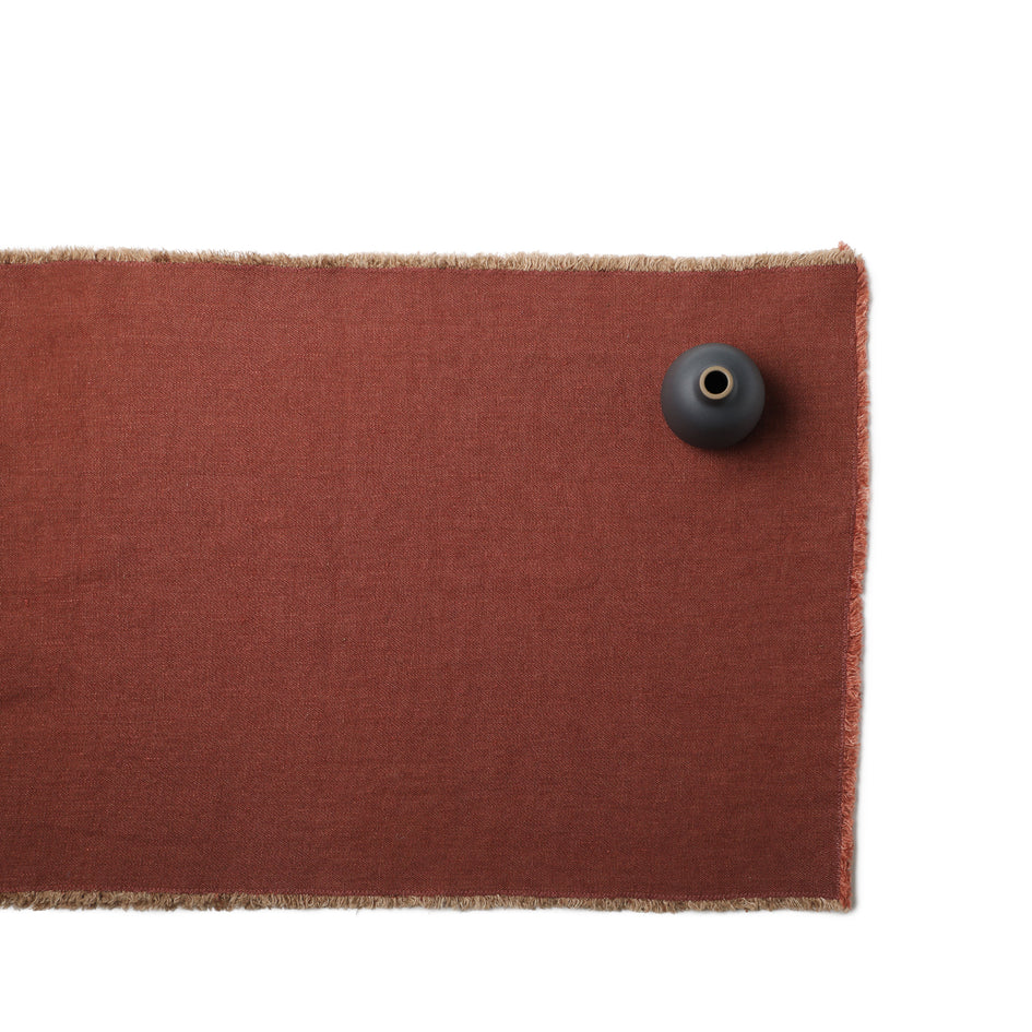 Linen Hopsack Runner in Mattone Red Image 1