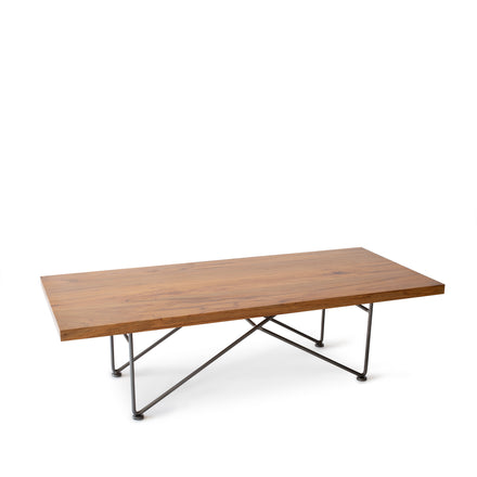 Texas Pecan Coffee Table with Natural Steel Base