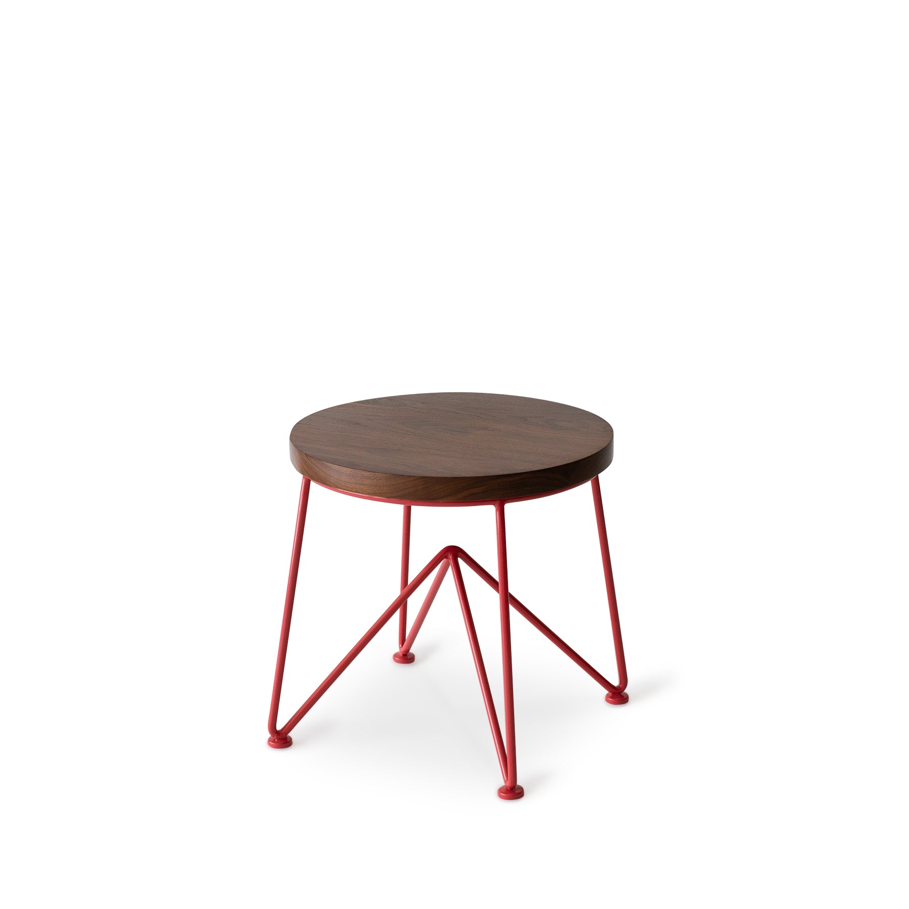 Walnut Stool with Strawberry Red Base Zoom Image 1