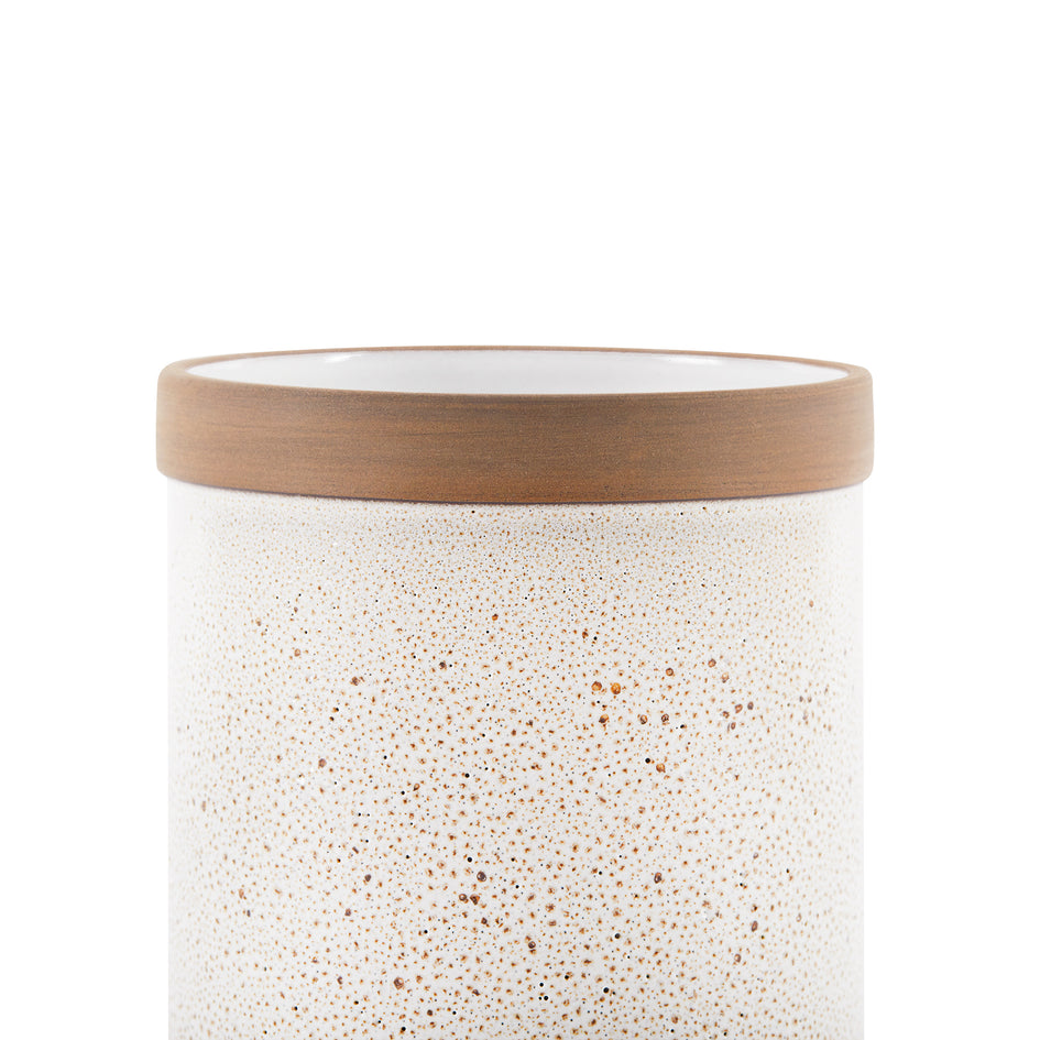 Utensil Crock in Opaque White and Matte Brown Image 3