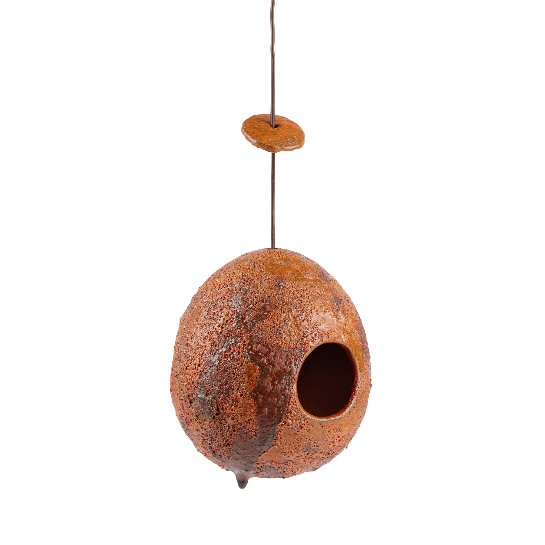 Ceramic Birdhouse in Orange Zoom Image 1