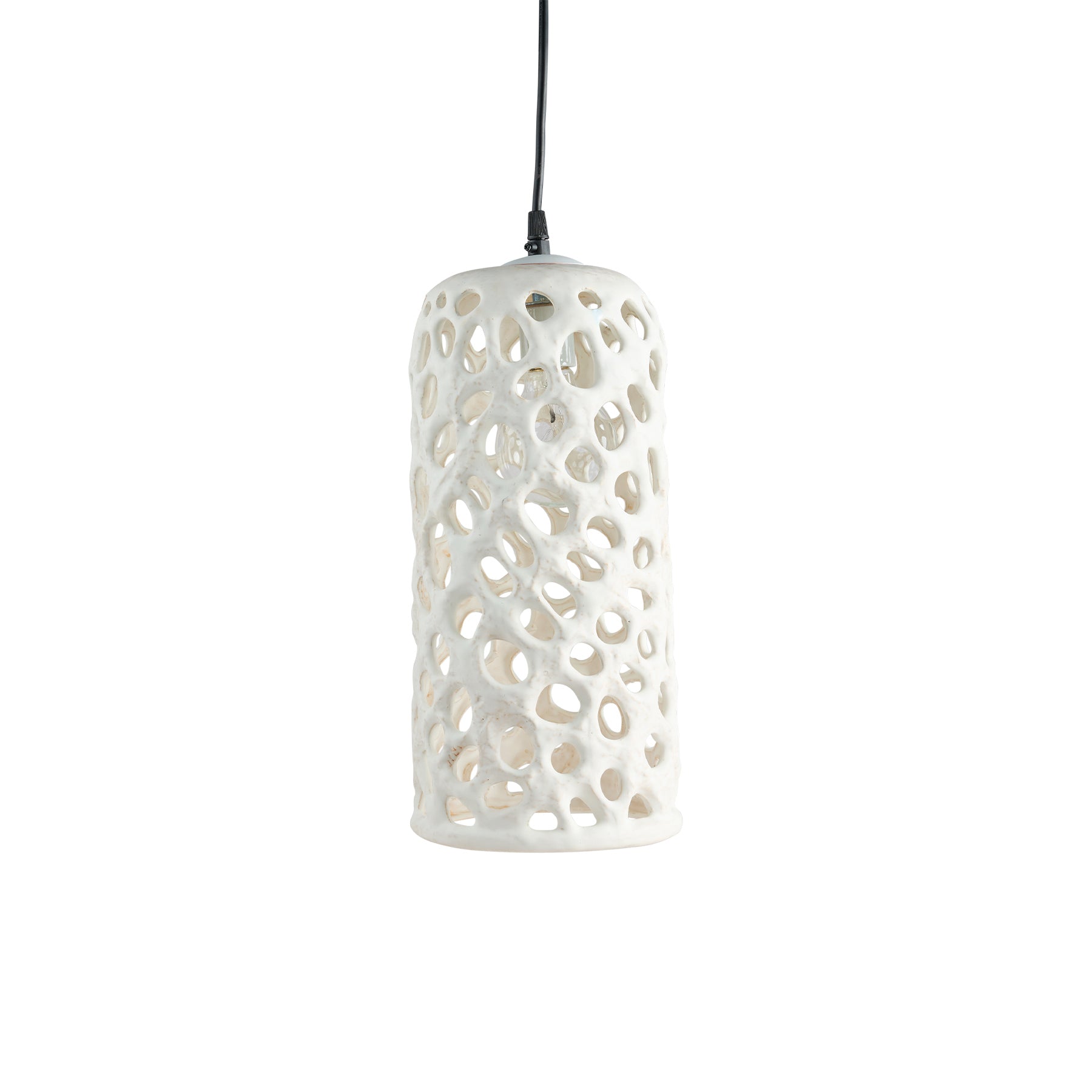Large Cylinder Hanging Lantern in White Zoom Image 1