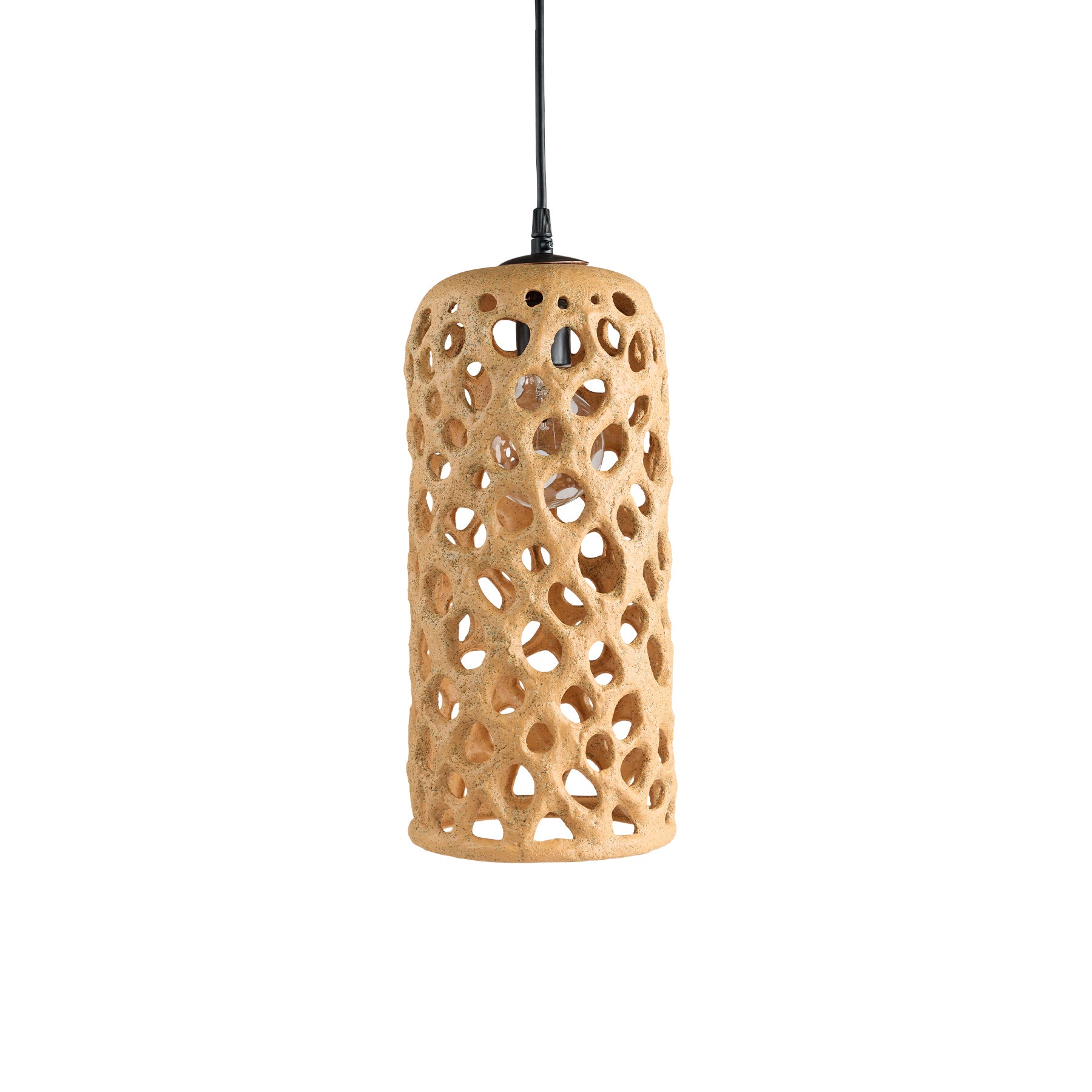 Large Cylinder Hanging Lantern in Tan Zoom Image 1