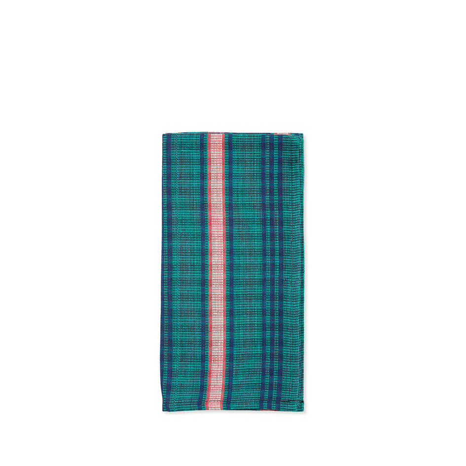 Cotton Tartan Napkin in Green, Navy Blue & Red Image 1