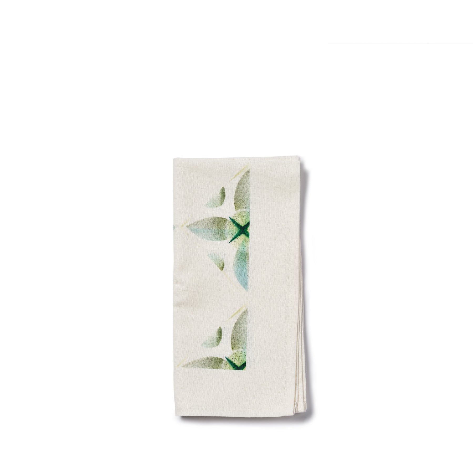 Stencil and Spray Painted Linen Napkin in Cyan Zoom Image 1